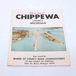 Official Chippewa County Michigan Road Map Vintage Sault Ste. Marie Fishing